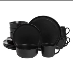 16 PCS BLACK CERAMIC STONEWARE SET