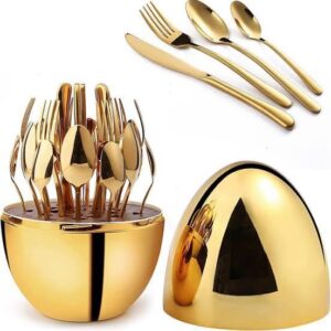 Egg-Shaped Gold Cutlery Set